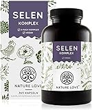 NATURE LOVE® Selen Komplex Vegan - Hochdosiert: 200µg Selen je Kapsel - 365 Kapseln - Natriumselenit, L-Selenmethionin, Selenhefe - Hochdosiert, laborgeprüft, in Deutschland produziert