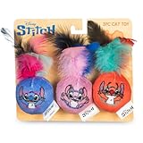 Disney for Pets Lilo and Stitch, 3 Stück, gefiederte Jingle Bälle, Katzenspielzeug mit Katzenminze, Feder-Teaser-Ball-Set für Katzen, niedliches Kitty-Spielzeug für Disney Fans