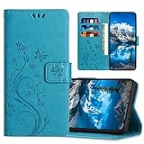 JZASES Hülle für Huawei P20 Lite/Nova 3E, PU Leder Handyhülle, Klappbar Prägung Brieftasche Stoßfeste Schutzhülle Kompatibel mit Huawei P20 Lite/Nova 3E, Blau