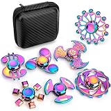 7PCS Cool Fidget Spinners Toy Pack Spielzeug Set for Kids Adults, Regenbogen Metal Finger Hand Spinners Set Fingertip Gyro for Spirale Twister Anti Angst Geschenke, Geschenk für Jungen Mädchen