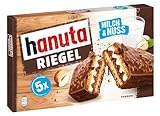 hanuta Riegel - 5er Packung (5 Riegel à 34,5g), mit einzeln verpackten Riegeln, leckerer Schokoriegel aus Waffel, Milch und Haselnuss, ohne Farbstoffe und Konservierungsstoffe