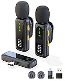 Kabelloses Lavalier Mikrofon für iPhone, iPad, Android Handy Computer Mini Ansteckmikrofon,USB-C Mikrofon mit Geräuschunterdrückung und klarem Klang für Videoaufnahmen,Vlogging,TikTok,Singen,YouTube