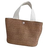 Frauen gewebt Meer Strand Urlaub handgemachte Weben Schulterhandtasche Freitag Taschen Damen (White, One Size)