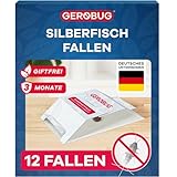 Gerobug Silberfischfalle 12 Stück - Leimfalle mit giftfreiem Lockmittel zur Befallskontrolle in allen Wohnräumen - Extra starke Silberfischfalle Klebefalle + Bonus-Guide zum Silberfische bekämpfen