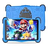 Semeakoko Kinder Tablet 7 Zoll Android 15, Tablet Kinder mit Sturzschutzgehäuse 10GB RAM + 64GB ROM (TF 1TB), Octa-Core, 2.0GHz, 2.4G/5.0G WiFi, 4000mAh, BT5.0 Kids Tablet(Blau)