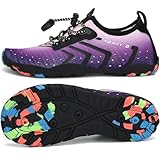 SAGUARO Badeschuhe Kinder Wasserschuhe Schwimmschuhe Jungen Mädchen Aquaschuhe Strandschuhe rutschfest Neoprenschuhe Surfschuhe Atmungsaktiv Wassersportschuhe Tauchschuhe St.1 Lila, Gr.34 EU