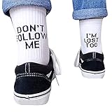 CHJIEJIE Peahop Lustige Socken Buchstaben Folgen Mir Nicht Beiläufige Socken ICH Bin AUCH VERLOREN Hip Hop Streetwear Skateboard Harajuku