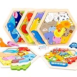 Spielzeug Kinder Holzpuzzle ab 1-3 Jahre, 6er Set Montessori, pädagogisches Puzzle,Lernen und Spielen für Jungen und Mädchen ab 2 3 4 5 Jahre,3D Puzzle und Stapelspielzeug,Holzspielzeug,Wooden Toys