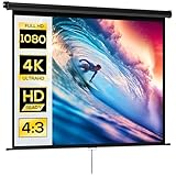 HOMCOM Projektionsleinwand für Heimkino, 84 Zoll, 4:3, 4K HD, Wand- oder Deckenmontage, 181 x 8 x 138 cm, Schwarz