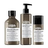 L'Oréal Professionnel Pflegetrio für strukturgeschädigtes Haar, Zur molekularen Tiefenreparatur, Mit Peptidbondern und Aminosäuren, Serie Expert, Absolut Repair Molecular Shampoo, Serum & Leave-In