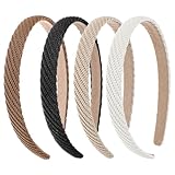 KFHENSOMR 4 Stück Trendige Stirnbänder, Haarreifen Damen Elegant, Dünnes Haarband für Damen und Mädchen (Schwarz/Braun/Kaffee/Beige)