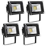 Greenmigo 4x 20W SMD Fluter Strahler Warmweiß Schwarz Aluminium Gehäuse IP65 Wasserdicht LED Lampe Wandleuchter Flulicht Flutbeleuchtung LED Gartenlampe Außenstahler