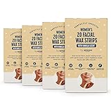 by Amazon Gesichts-Wachsstreifen mit Vanille-Duft, gewebtes, sanftes Stoffpapier mit 4 x Post-Depilations-Tüchern, 20 Stück, 4er-Pack