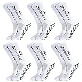 Apricitie 6 Paare Fußball Socken, Sportsocken 39-46 Anti Rutsch Grip Fussball Socken Rutschfeste Fußballsocken für Herren Damen Fussball Basketball Laufen Radfahren