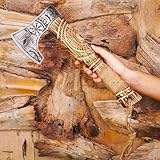 H&A CRAFTS® Wikingeraxt The Ragnar Lothbrok Real und maßgefertigt mit Lederscheide, Karbonstahl, Campingbeil, personalisierte Geschenke für Männer (Wikingeraxt von Valhalla)