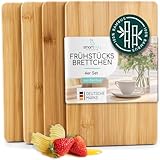smartday Frühstücksbrettchen Holz aus 100% Bambus – 4er Set Schneidebretter Holzbrettchen pflegeleicht & robust I Frühstücksbretter Brettchen Holzbrett - Brotzeitbrett