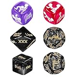 LEPZUR Sex Würfel Paar 6 Stück 36 Positionen Erotik Spielwürfel Set Mit Anleitung Erwachsenenspiel Geschenk 4 Farben Schwarz Lila Rosa 18-25Mm