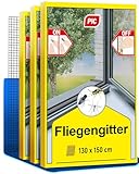 PIC Fliegengitter Fenster Schwarz 3er Pack130x150cm -Insektenschutz Fenster Fliegengitter, Mückennetz Fenster, Moskitonetz Fenster, Mückenschutz Fenstergitter mit Klettband und Reinigungstuch