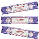 Satya Räucherstäbchen, Lavendel, 3 Stück, 15 g, für Körper, Geist und Seele Greensense