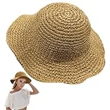 SAIIURV Stroh Sommerhut für Damen mit Groß Sonnen Shade Panamahut Breite Krempe Sonnenhut UPF 50 + Sommer Stroh Sonnenhut