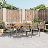 Juroupi 9-TLG. Garten-Essgruppe mit Kissen Sitzgarnitur Garten GartenmöBel Set Garten MöBel Garten Essgruppe Grau Poly Rattan