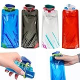 YBVZRP 4 Stück Faltbare Trinkflasche, Zusammenklappbare Wiederverwendbare Wasserflasche Trinkflasche Bpa-Frei Zum Wandern Abenteuer Reisen Fitness (700ml)