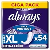 Always Daily Protect Slipeinlagen Damen Extra Long (54 Binden), Giga Pack, mit frischem Duft, passend für alle Slipformen, atmungsaktiv, flexibel