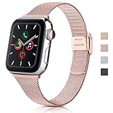 YLK Metallarmband kompatibel mit Apple Watch 38 mm 40 mm 42 mm 44 mm, Edelstahl Metall kompatibel mit iWatch 6 5 4 3 2 1 & S, Männer Frauen (38 mm/40 mm, 02 Rosa)