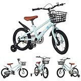 Kinderfahrrad 40,6 cm (16 Zoll), ausgestattet mit zwei Stabilisatoren, Lenker, verstellbarer Sitz, Bremsen vorne und hinten, kombiniert, Räder für Jungen und Mädchen von 2 bis 8 Jahren, Doppelstange