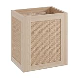 Huxitocan Weiden-Mülleimer, gewebter Abfallkorb, Rattan und Holz, Kombinations-Mülleimer für Badezimmer, Schlafzimmer, Büro, 27 x 20 x 30 cm, rechteckig, 12 l