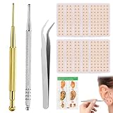 600Pcs Akupunkturpflaster Ear Seeds Akupressurstift Akupunkturstift Akupressur Stift Akupressur Pflaster Ear Seeds für Ohrakupunkturpunkt-Massage mit 2 Akupunktur Stift 1 Ohrpunktdiagramm 1 Pinzette