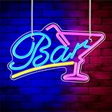 Focenat Bar Neon Schild LED Leuchtreklame, USB 'Bar' Leuchtschild, Cocktail Neon Licht Dimmbares, Acryl LED Neon Deko für Hausbar, Restaurant, Party, Club Wanddeko