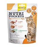 GimCat Nutri Pockets Malt & Vitamin Mix - Knuspriger Katzensnack mit cremiger Füllung und funktionalen Inhaltsstoffen - 1 Beutel (1 x 150 g)