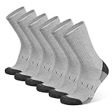 Socken Herren 43-46 39-42 Wandersocken Crew Sportsocken Gepolstert Trekkingsocken Baumwolle Atmungsaktiv Laufsocke Arbeitssocken (DE/NL/SE/PL, Numerisch, 43, 46, Regular, Regular, Graue 6-Paare)