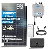 Solar-Hook® 2000W Balkonkraftwerk mit Speicher Komplettset Bifaziale Photovoltaik Solaranlage mit DEYE 1600W WIFI Wechselrichter Smart Mini PV Anlage