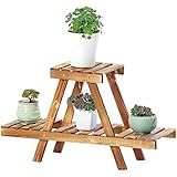 Blumenständer, Pflanzenständer aus Holz, 2-lagiges Blumentopfregal/Regalgestell, Pflanzenhalter für drinnen und draußen, Display für Garten, Balkon, Terrasse oder Wohnzimmer, multifunktionales dekor