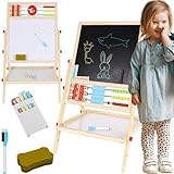 Faltbare Kindertafel Doppelseitig Kreidetafel Whiteboard mit Zubehör Holz 22472