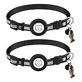 YMXQUP Anti-Verlust-Halsband für Haustiere, Nylon, mit Tracker-Etui, leichtes Haustierhalsband, 1,1 cm breit, Katzenhalsband, Halter, Breakaway, reflektierend