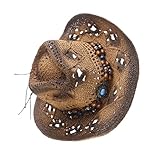 LIGIGWASH Cowboy Strohhut Herren mit Breiter Krempe Leichter Westernhut für Sonnenschutz und Reiseaccessoire