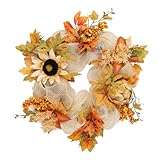 Sonnenblumenkranz für Eingangstür, Sonnenblumen-Türkranz – Sonnenblumenkranz für Eingangstür, Sommerkranz, Türschild, 38,1 cm, Thanksgiving-Herbstdekoration, künstliche Girlande, Halloween-Dekoration