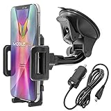 Mobilefox KFZ Set 360° Universal Handy Halterung Auto Halter passend für die Windschutzscheibe mit Micro USB Ladekabel kompatibel mit Samsung Galaxy Edge Plus Mini Active Note