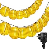 FAUETI 30 Laternen Lichterkette Außen Strom, 7.2m Länge IP44 Wasserdicht + 8 Modi, Solar Lichterkette LED Garten Balkon Terrassenbeleuchtung mit GS-Zertifiziertem Netzteil