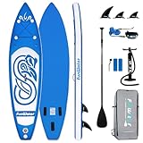 FunWater Stand Up Paddling Board Aufblasbares SUP Board mit Paddel, Flossen, Rucksack, Pumpe, Reparaturset, Leash
