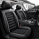 ZORQ Auto Leder Sitzbezügesets für DS Tous Les modèles DS Ds3 Ds4 Ds6 Ds4S Ds5 Wasserdicht Verschleißfest Innenraum Schonbezüge sitzschoner Auto Accessories, Black and White