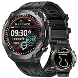 GPS Smartwatch Herren Armbanduhr Schwarz: Fitnessuhr Uhr Kompass Luftdruck Blutdruck Telefonfunktion Schlafmonitor Herzfrequenz Schrittzähler Sportuhr Wasserdicht 1,45' Touchscreen 650mAh Akkulaufzeit