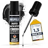 NEUFELD® Lackstift Schwarz glänzend [12ml] - Lackstift Auto hohe Deckkraft - Autolack Schwarz gegen Kratzer - Lackstift dickflüssig