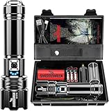Shadowhawk Taschenlampe Led 500000 Lumen, Extrem Hell Taschenlampe USB Aufladbar Taktische Taschenlampen Mit holster XHP70.2, IP67 Wasserdicht 5 Lichtmodi für Camping Wandern Notfälle