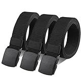 Huiguli Gürtel Herren, 3 Stück Arbeitsgürtel Herren aus Nylon, Verstellbar Stoffgürtel mit Kunststoffschnalle, Unisex Gürtel für Schneller Pass durch die Flughafensicherheit