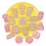 8 Stück Ausstechformen Set, Plätzchenform Happy Birthday Keks, Geburtstag Plätzchen Ausstecher, 3D Ausstechformen Formen, Kunststoff Ausstecher für Geburtstagsfeiern, Cookies Cutter für DIY Fondant
