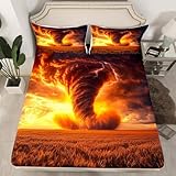 Erosebridal Nature Disaster Spannbettlaken für Doppelbett, goldener Tornado, Bettlaken mit tiefer Tasche, Gothic-Wolken-Motiv, Bettwäsche-Set für Kinder, Erwachsene, Teenager, Herbst, Glas